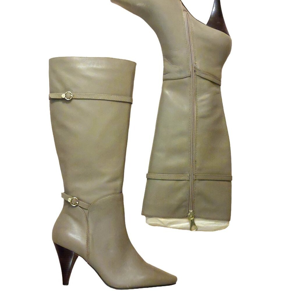 Bcbgmaxazaria Ava Light Desert Beige Leather Boots Retail $434